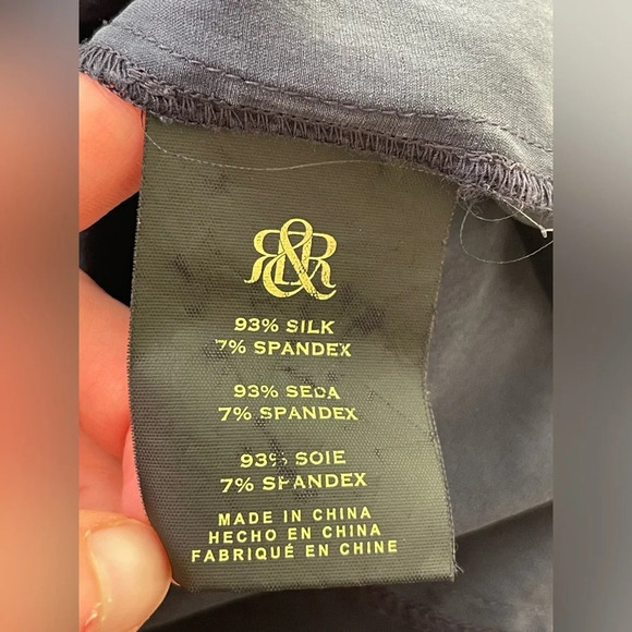 ROCK & REPUBLIC TAILOR MADE SHIRT DRESS LUXURY STRETCH SILK NAVY BLUE SIZE 10 - Picture 8 of 10